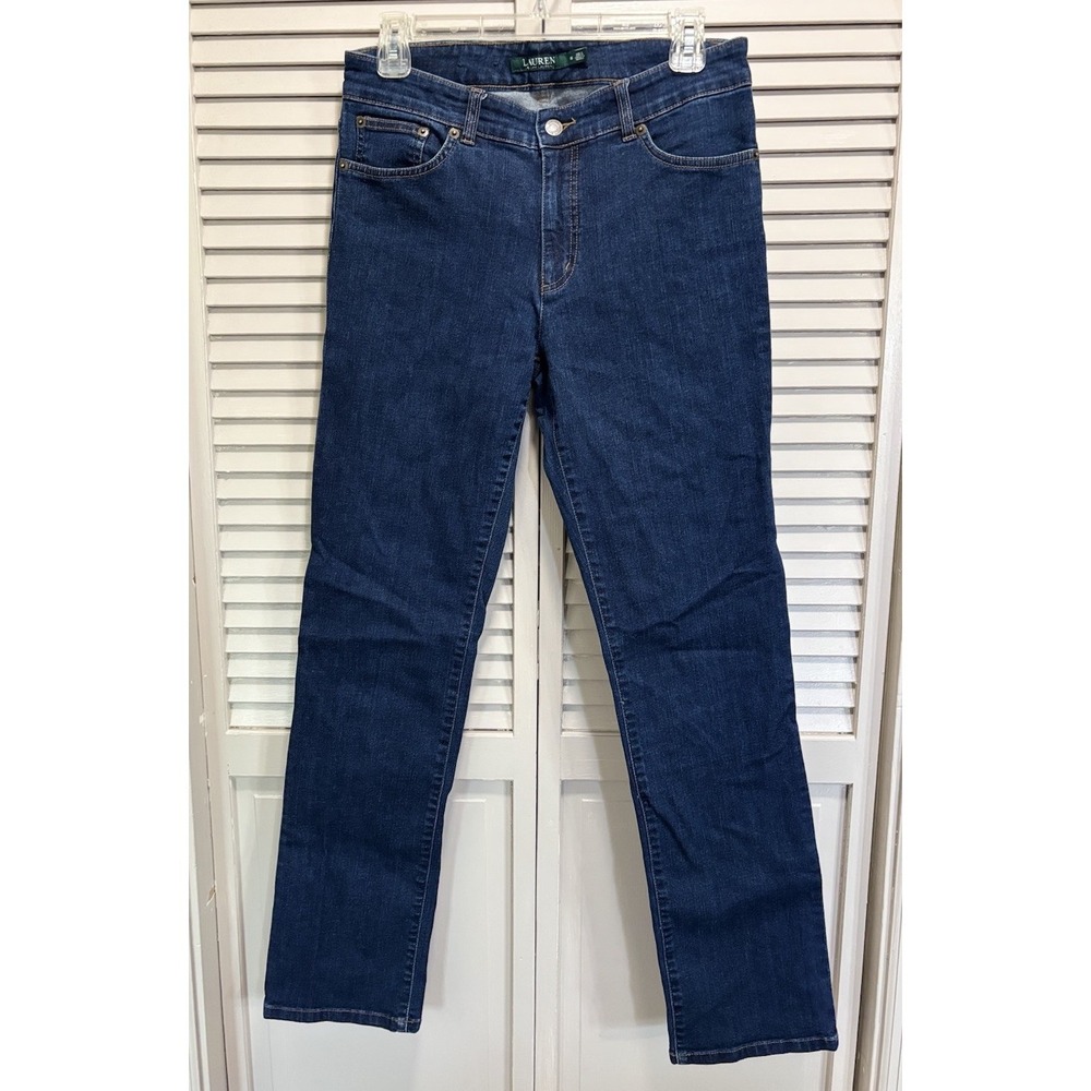 Lauren Ralph Lauren Size 6 Dark Wash‎ Denim Jeans Premier Straight Low Rise EUC